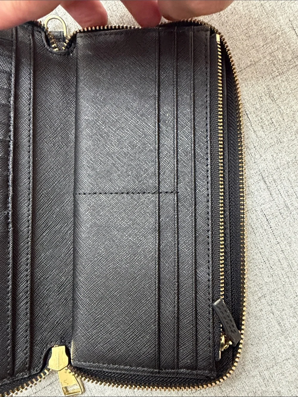 Tory Burch Black Zip Emerson Saffiano Continental Wallet